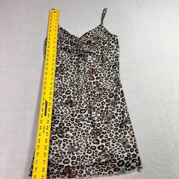 Rue 21 Cami Dress Women's Large Brown Butterfly Cheetah Print Fairy Core Grunge - Picture 3 of 9